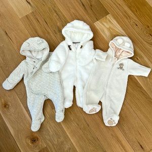 Pack of 3 - baby bunting suits neutral/white/light grey
